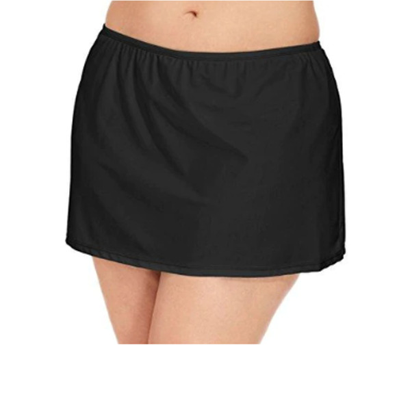 Island Escape Women's Swim Skirt Solid Skort Black Size 16W NWT - Picture 1 of 3